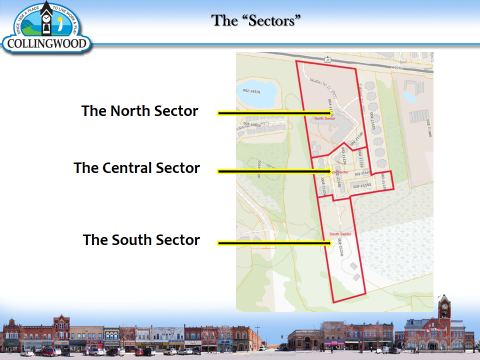 The Sectors of the proposed Official Plan and Zoning By-Law Amendment 