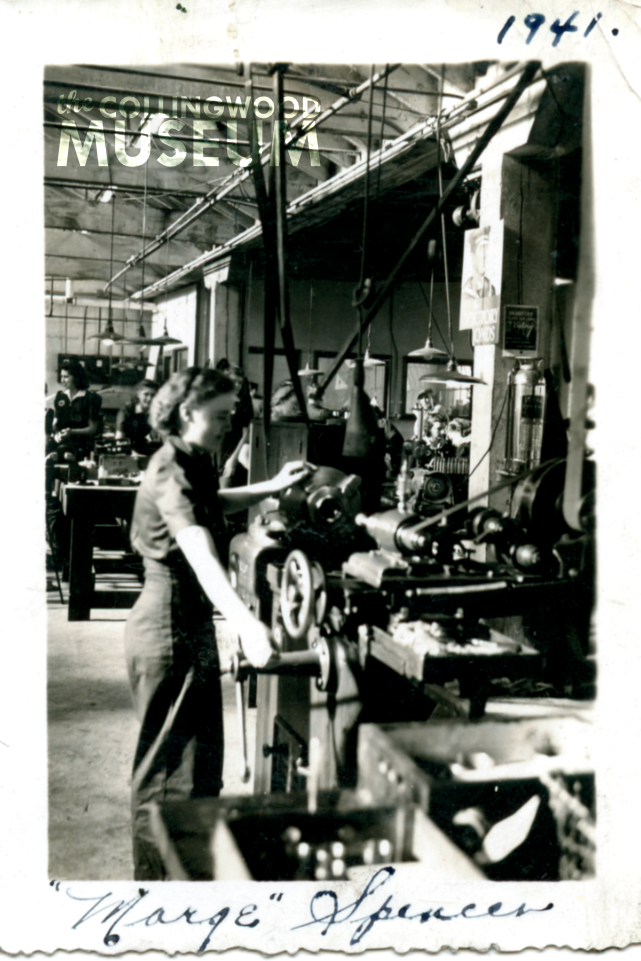Interior photograph of World War Two factory