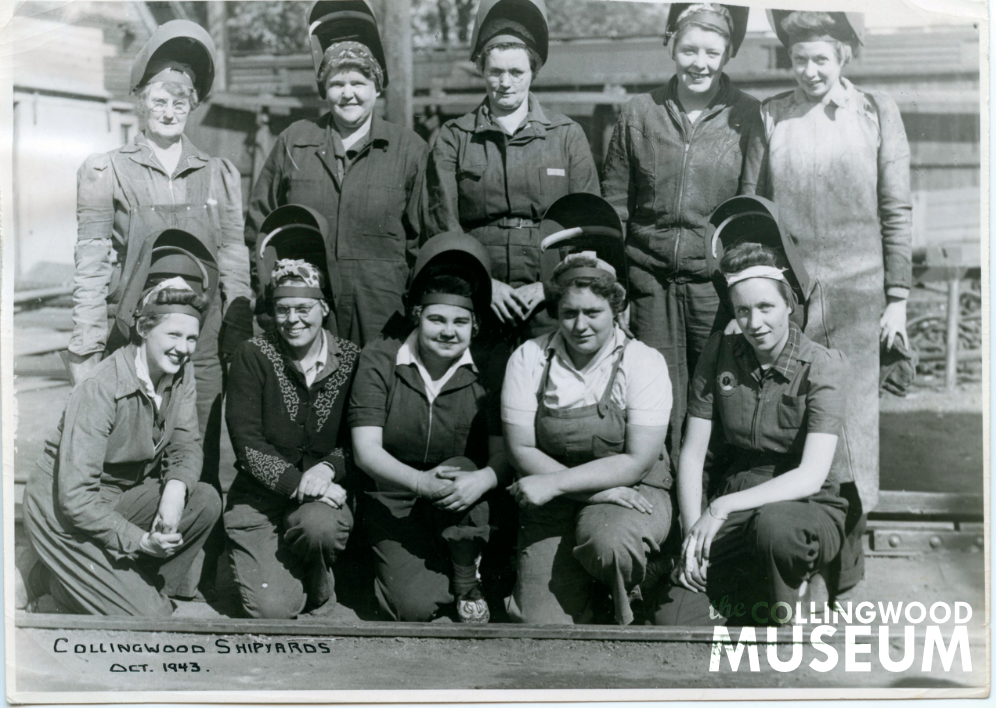 Group photograph of women welders from World War Two
