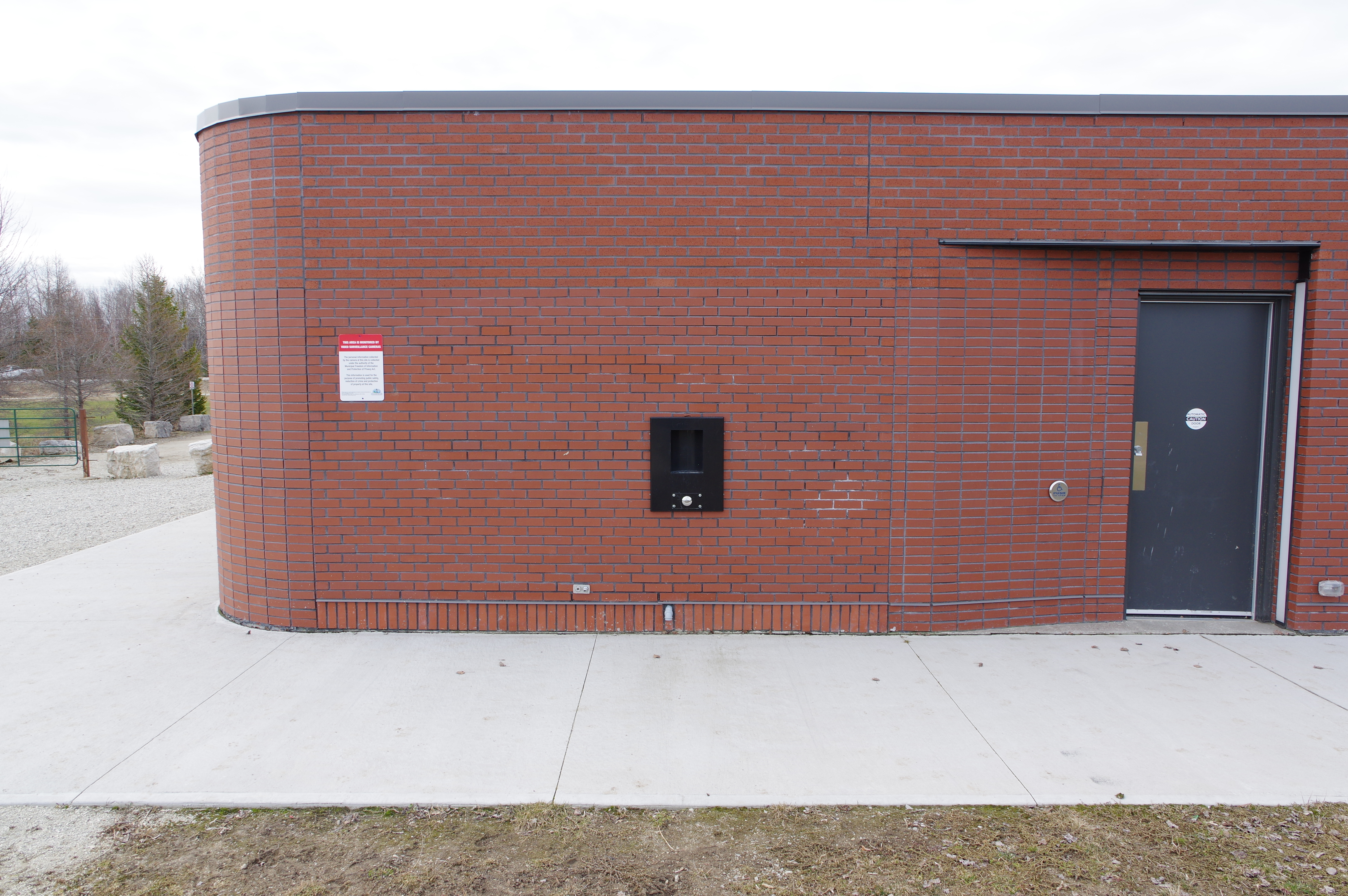 Located outside the public washroom facilities