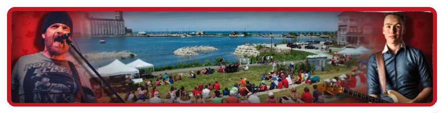 collage of images showcasing live music at shipyards amphitheatre outdoor music venue