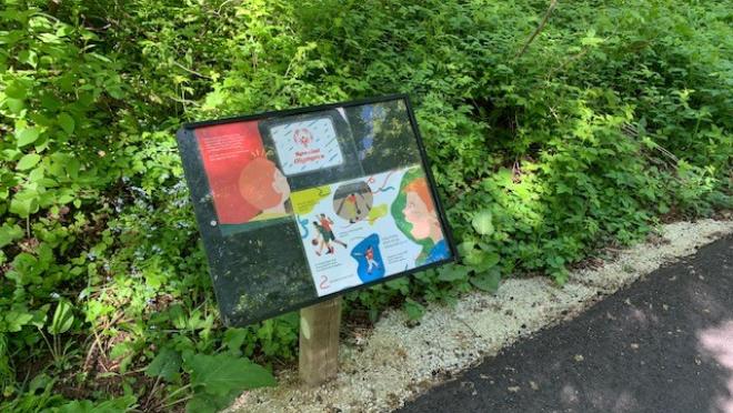 Storywalk photo along train trail