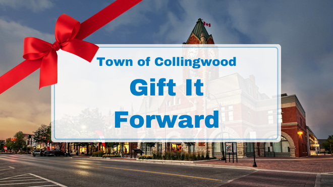 town hall with a red ribbon superimposed in the corner