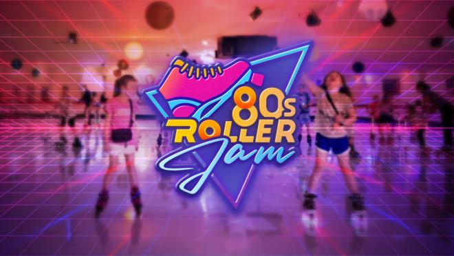 Graphic for 80s Roller Jam depicting skaters