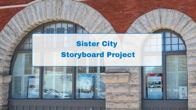Sister City Storyboard project. Image of Town Hall windows