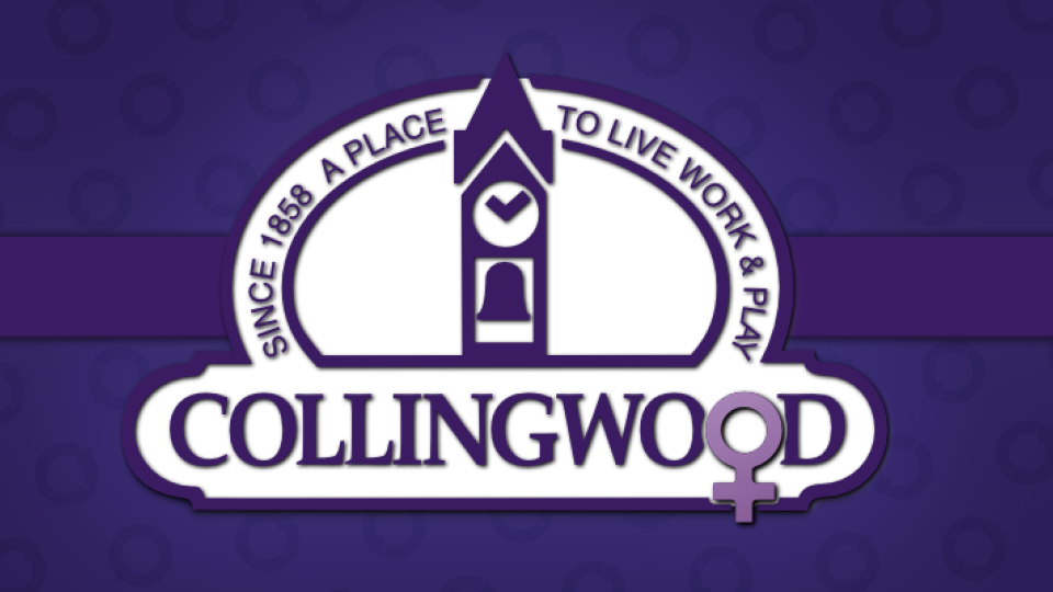 Graphic of the Town logo stylized for International Women's Day