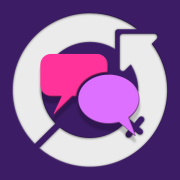 Graphic depicting two word bubbles in front of the IWD symbol.