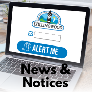 laptop screen featuring collingwood logo and alert me button