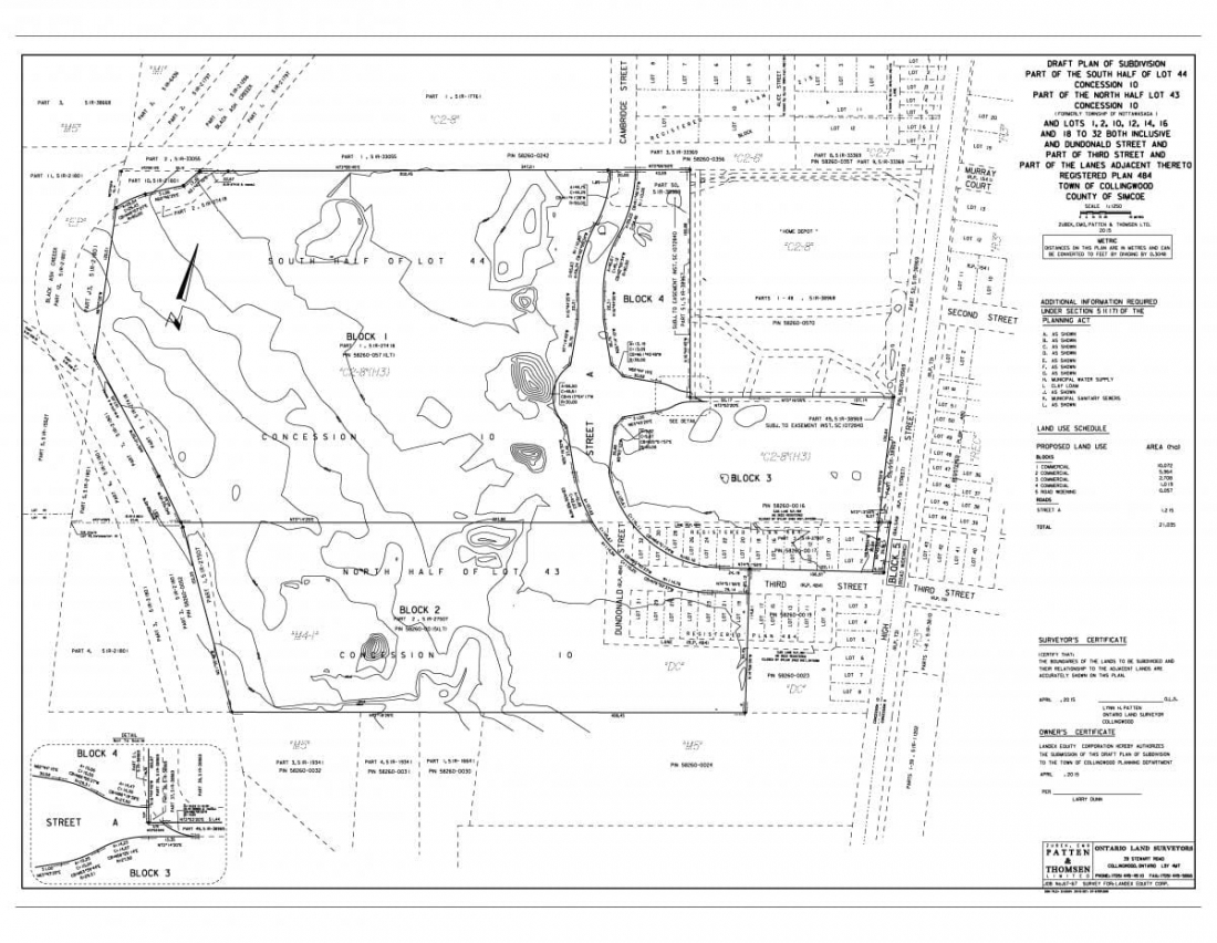 A survey draft plan of the proposed Reginal Commercial District