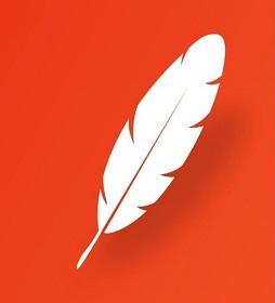 white feather on orange background