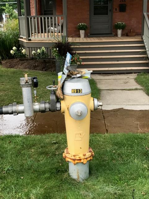 photo of fire hydrant being flushed