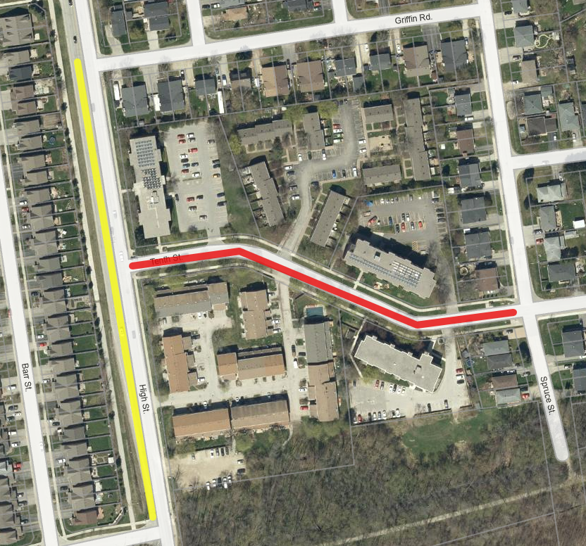 Map: Tenth and High Street temporary road closure