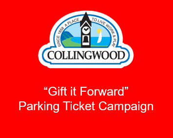 Collingwood "Gift it Forward" parking ticket campaign banner.