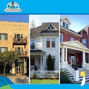 Collage of the exterior of three heritage buildings.