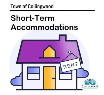 Short-Term Accommodations icon. There is a house with a purple roof with a "rent" sign.