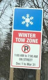Signage for winter parking.