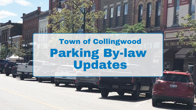 Text: Parking By-law Updates. Image: parked cars