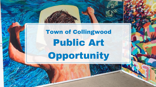 Art murals with text "Town of Collingwood Public Art Opportunity"