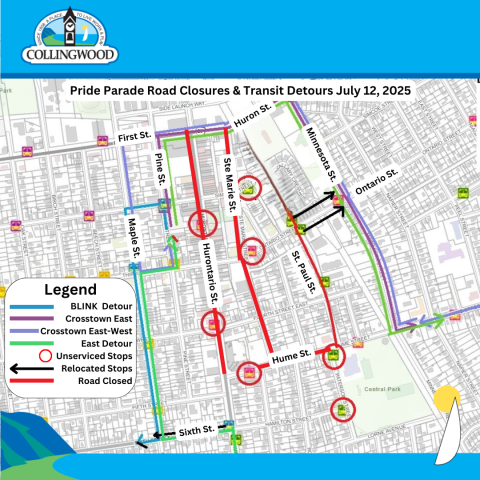 map of pride parade road closures and transit detours 2025