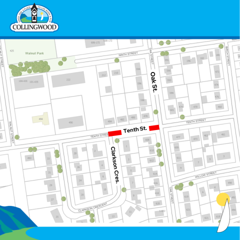 map of temporary road closure on tenth street