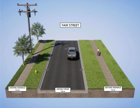 Illustration of the cross section section for Fair Street