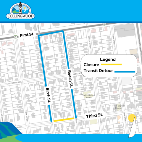 map of third street closure and transit detour