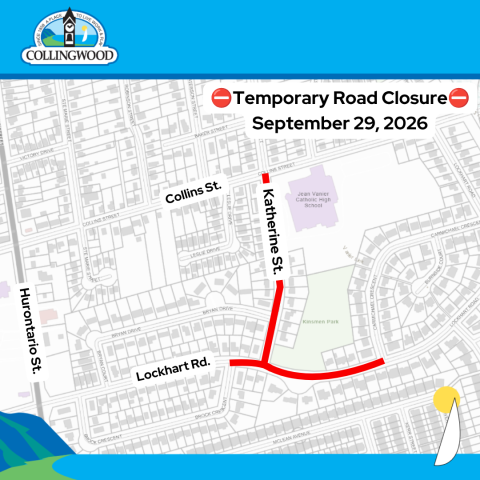 Map of road closure at the intersection of Lockhart Road and Katherine Street