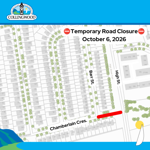 Map of road closure on Chamberlain Cres.