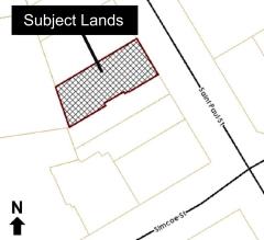 map of subject lands on Saint Paul St north of Simcoe St