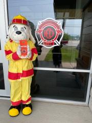 Sparky with pamphlet