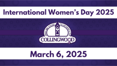 International Women's Day with purple version of Collingwood logo