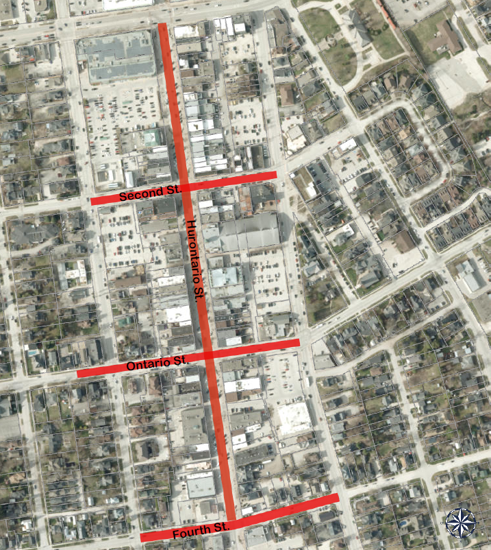 map of downtown Collingwood road closures
