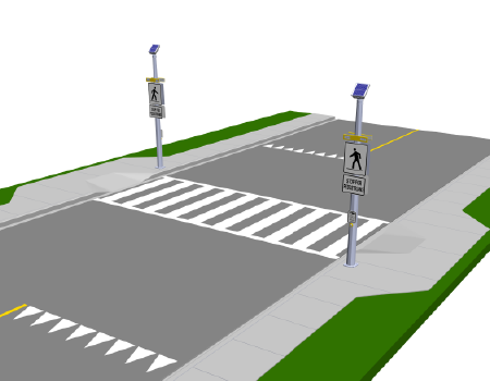 Picture of the basic design elements of a level 2 type c pedestrian crossover