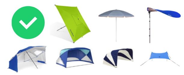 various designs of umbrella and sunshades