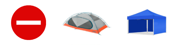 Various styles of tents