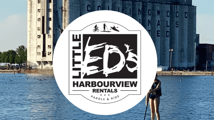 Little Ed's Harbourview Rental logo with terminals building in background