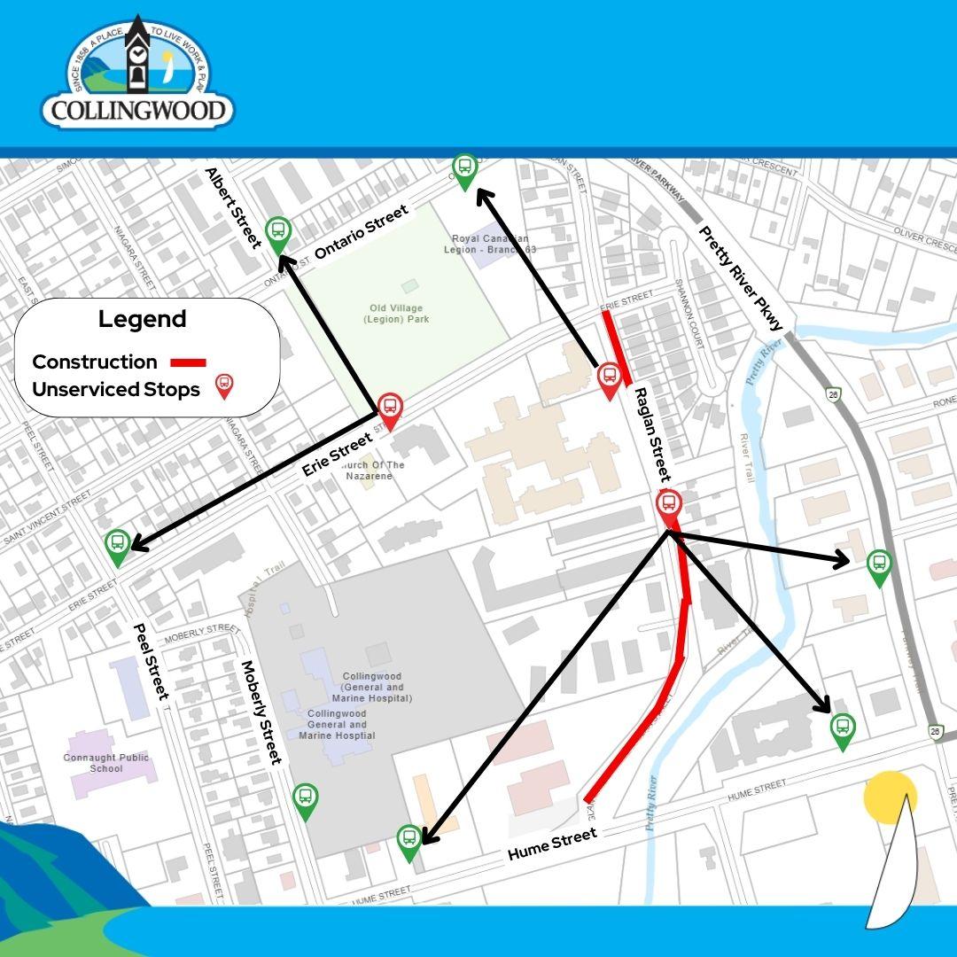 map of bus stops out of service