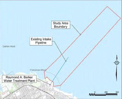 Water treatment plant, study area boundary